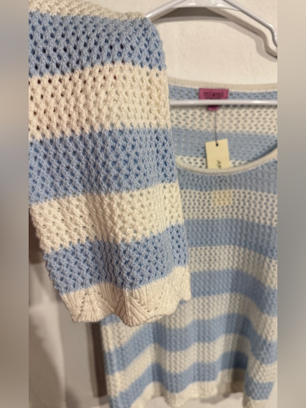 New! Francesca’s Mabel Striped Pullover Sweater blue XS - Picture 4 of 7